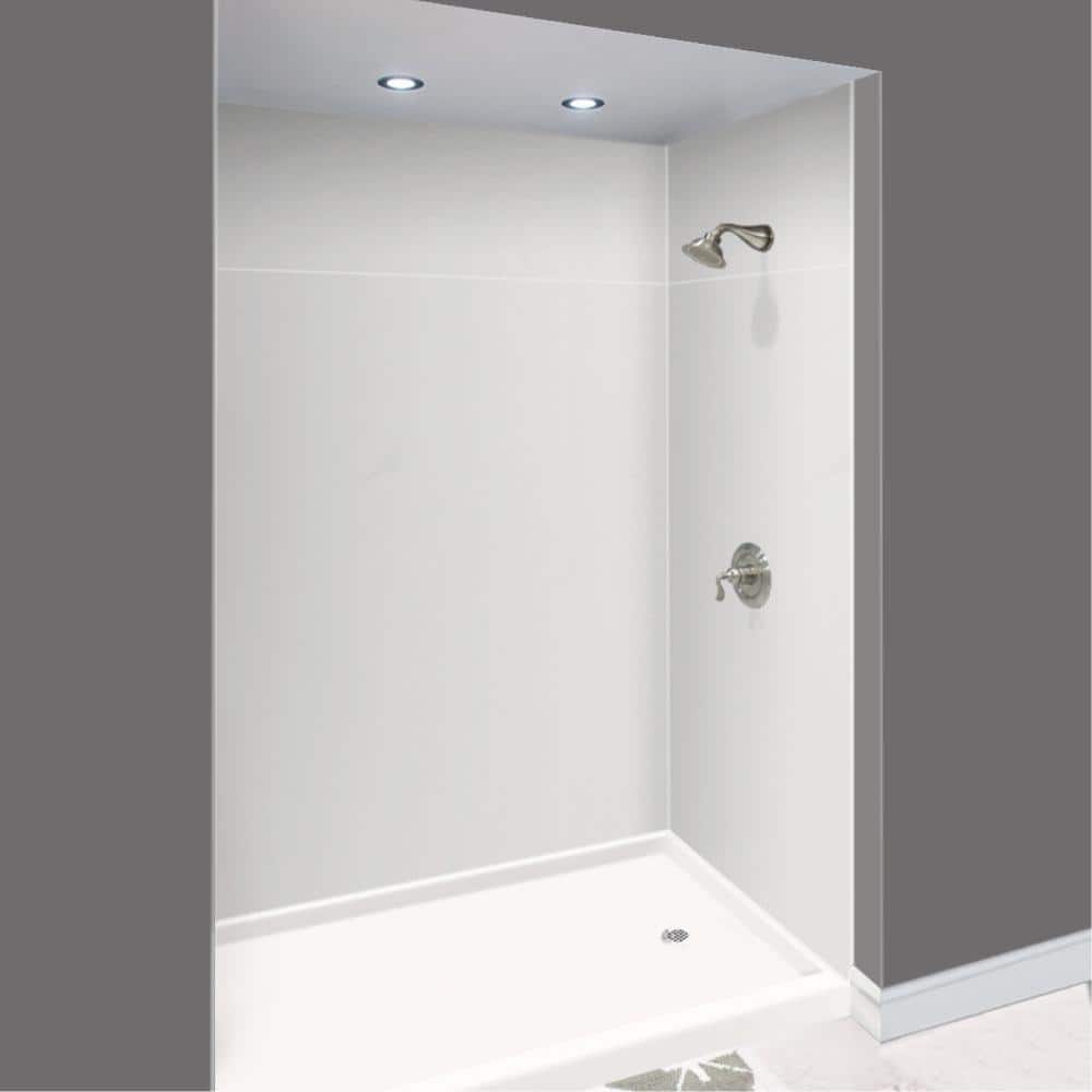 Transolid Expressions 48 in. x 60 in. x 96 in. 4-Piece Easy Up Adhesive Alcove Shower Wall Surround in Grey (1)