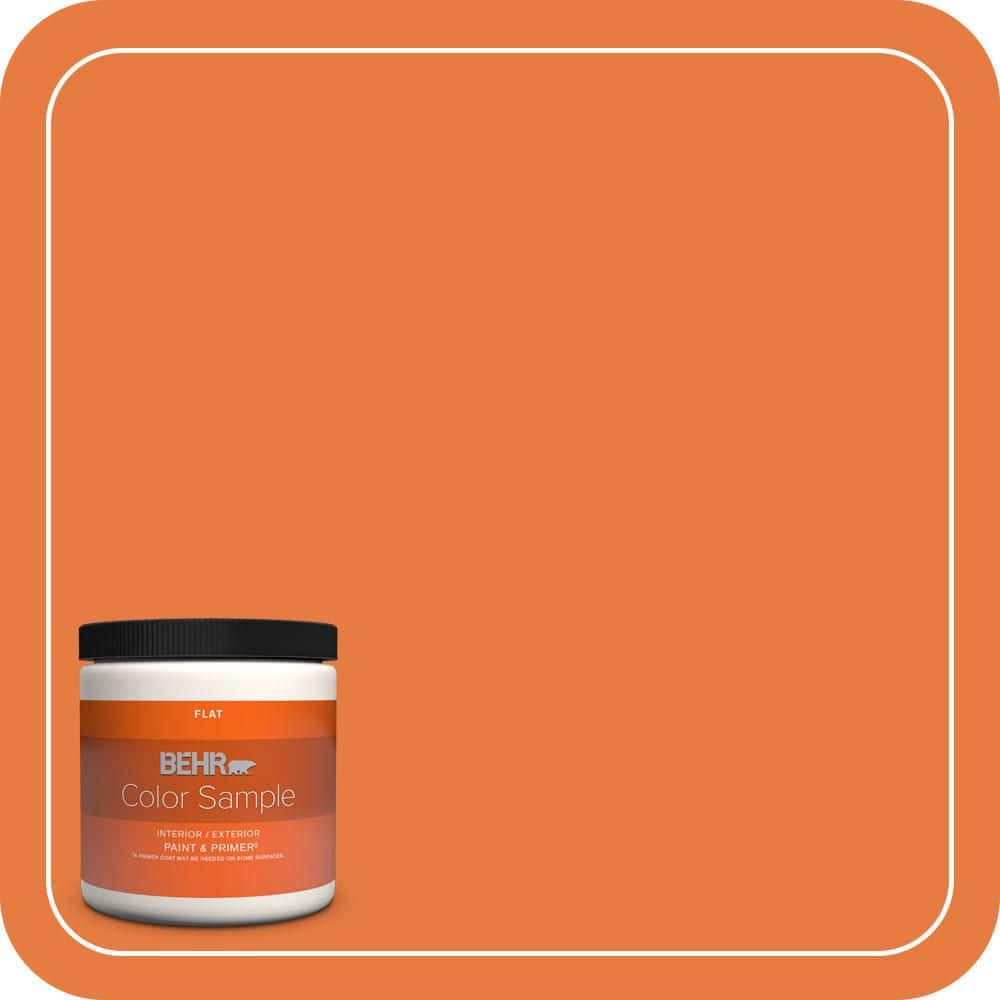 BEHR PREMIUM PLUS 8 oz. #S-G-250 Solar Flare Flat Interior/Exterior Paint & Primer Color Sample