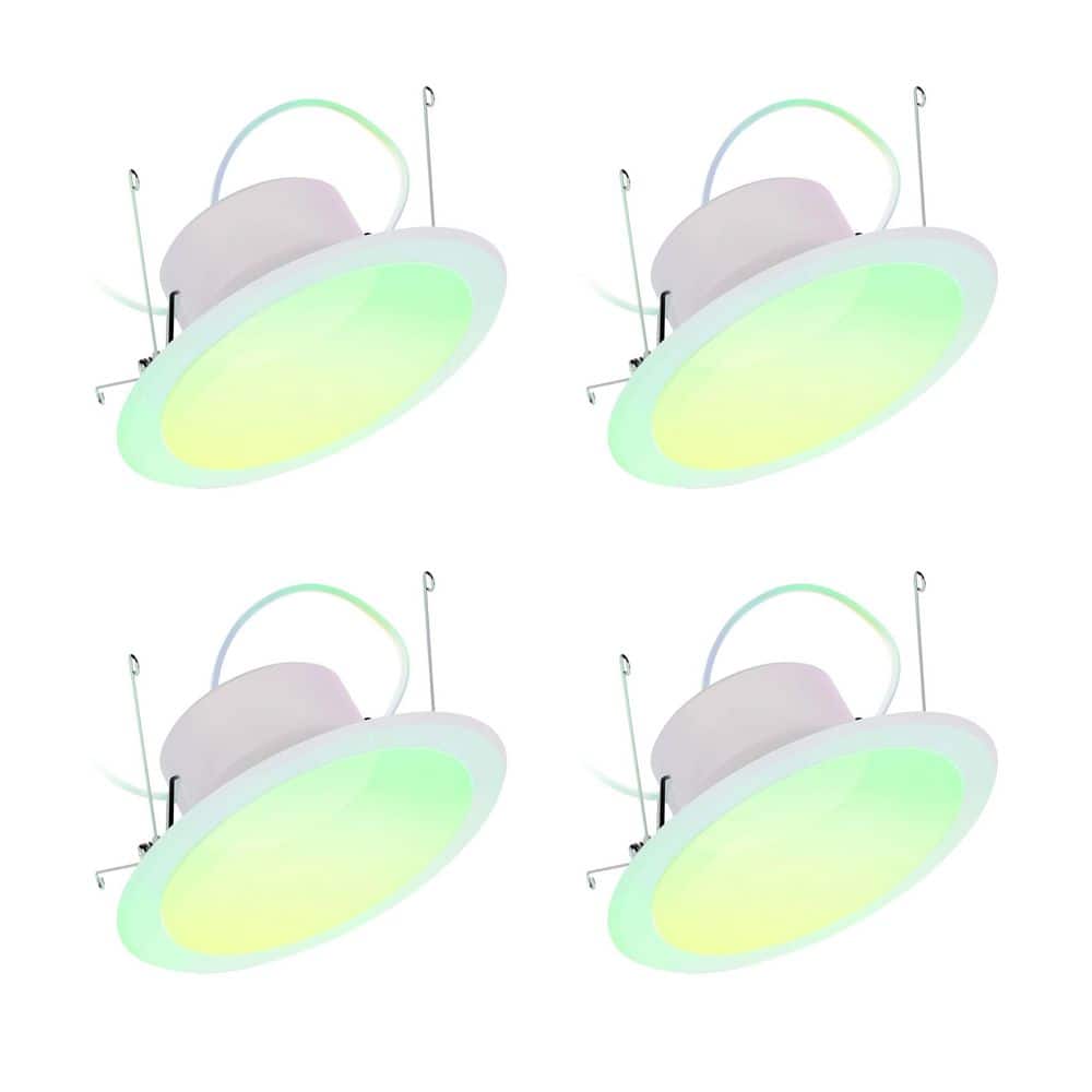 LIFX 4-pack 6 in. SuperColor Adjustable Smart Retrofit Deep Baffle Recessed Light Trim Kit Downlight