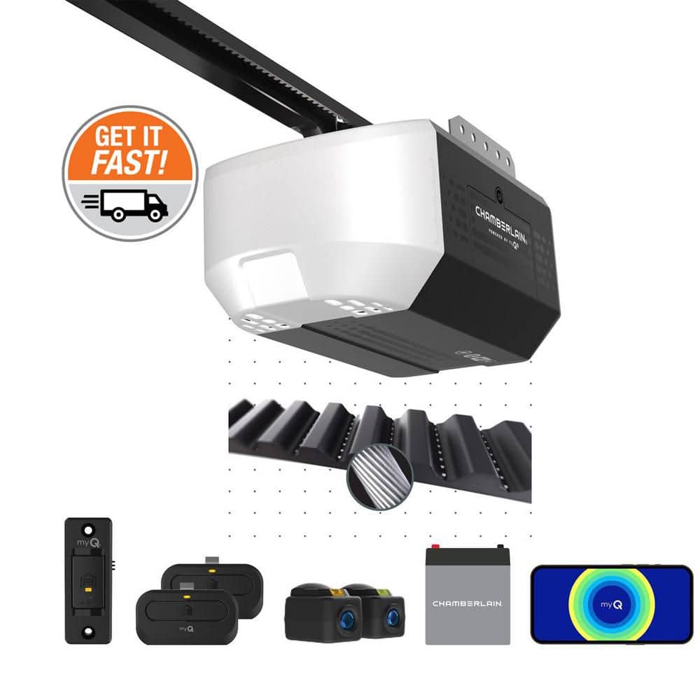 Chamberlain 1/2 HP Smart Belt Drive Garage Door Opener with Battery Backup