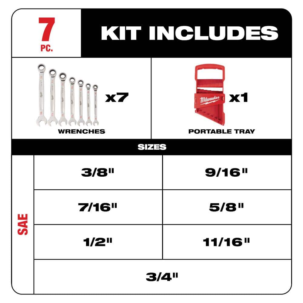 Milwaukee 1/4 in. Drive SAE/Metric Ratchet/Socket/ Combination Ratcheting Wrench Mechanics Tool Set (64-Piece) (3)