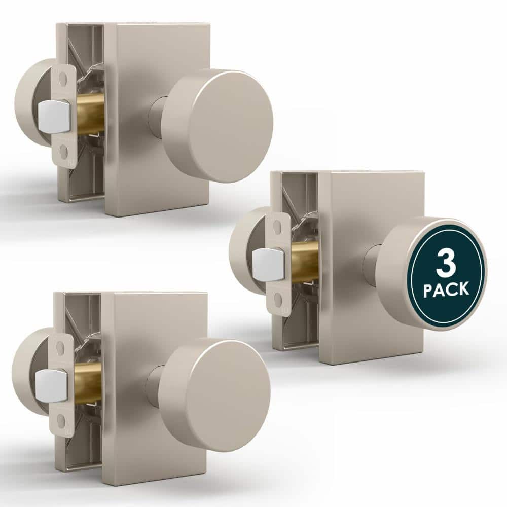 Mega Handles Laura Passage Door Handles - 3 Pack Reversible Interior Door Handles - Satin Nickel (1)