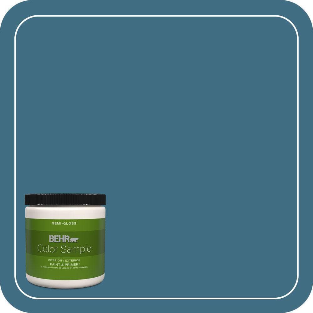 BEHR PREMIUM PLUS 8 oz. #560D-6 Seven Seas Semi-Gloss Interior/Exterior Paint & Primer Color Sample