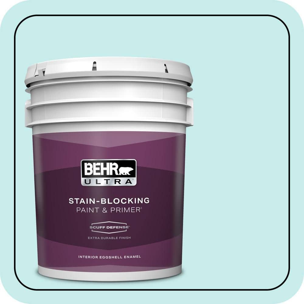 BEHR ULTRA 5 gal. #P460-1 Morning Sky Extra Durable Eggshell Enamel Interior Paint & Primer