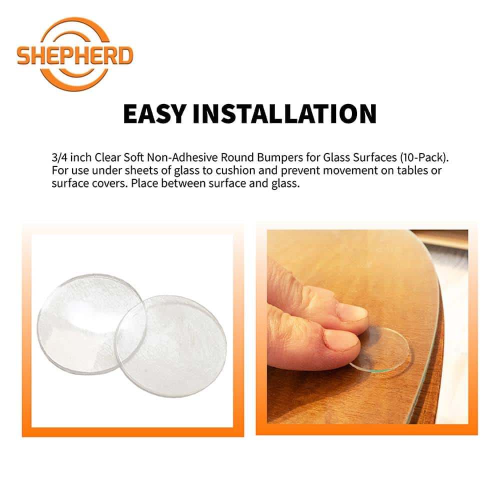 Shepherd 3/4 in. Clear Soft Rubber Like Plastic Non-Adhesive Round Bumpers for Glass Surfaces (10-Pack) (2)