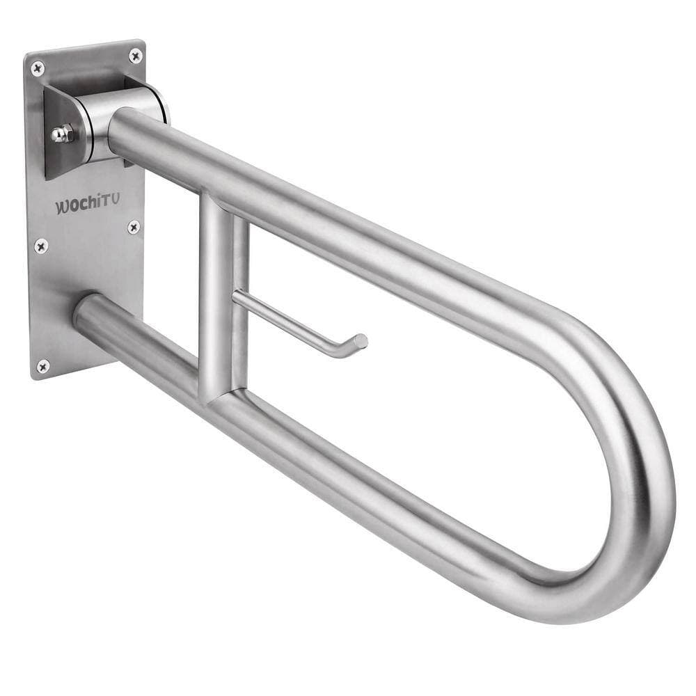 Angel Sar 29.5 in. Toilet Safety Rails, Stainless Steel Disabled Flip-Up Bathroom Grab Bar for Elderly Disabled Pregnant Person (1)