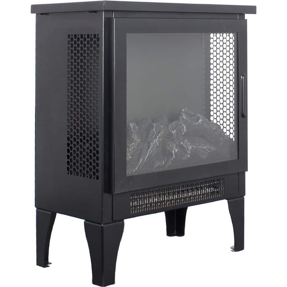 Runesay 14.2 in. 1400-Watt Black 5000 BTU Freestanding Electric Fireplace Utility Convection Infrared Space Heater (1)
