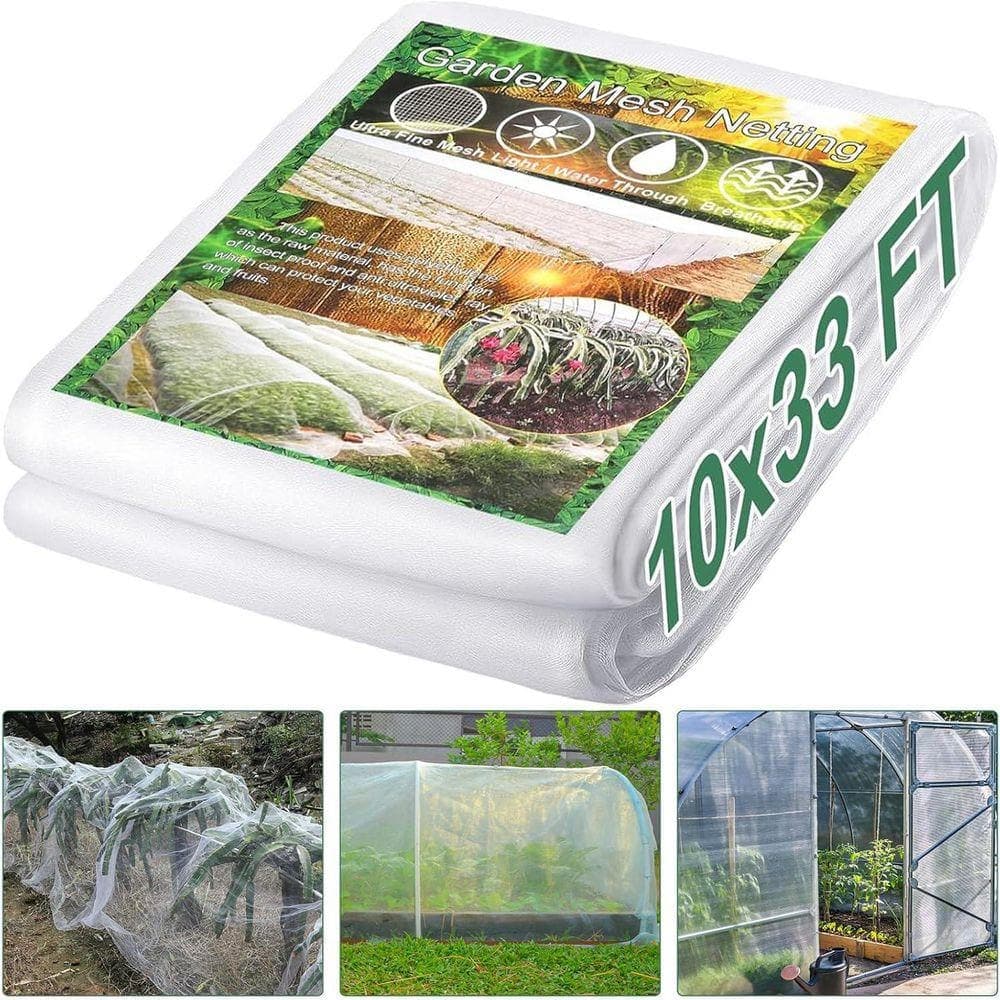 KIWDZFU 10 x 33 ft. Ultra Fine Mesh Garden Netting Pest Barrier Plant Cover Insect Protection for Vegetables Flowers Greenhouse (2)