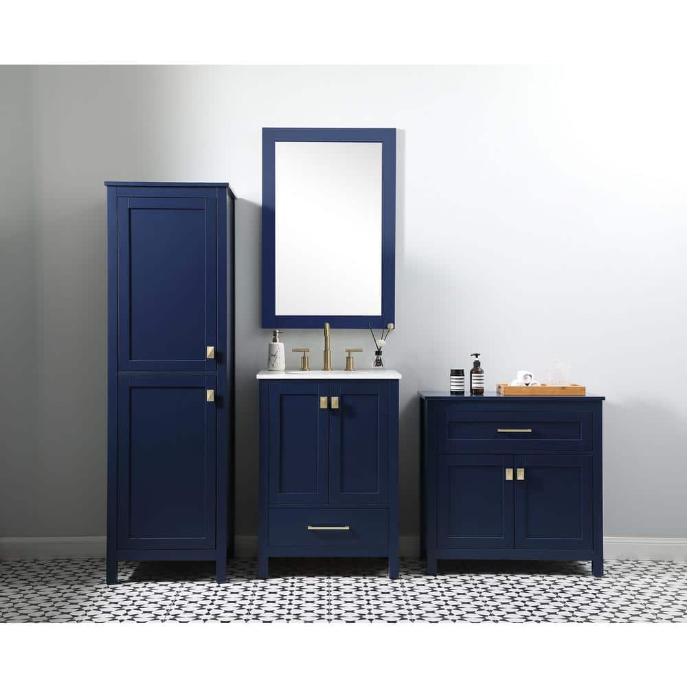 Unbranded Timeless Home 20 in. W x 22 in. D x 65 in. H Blue Freestanding Linen Cabinet (2)