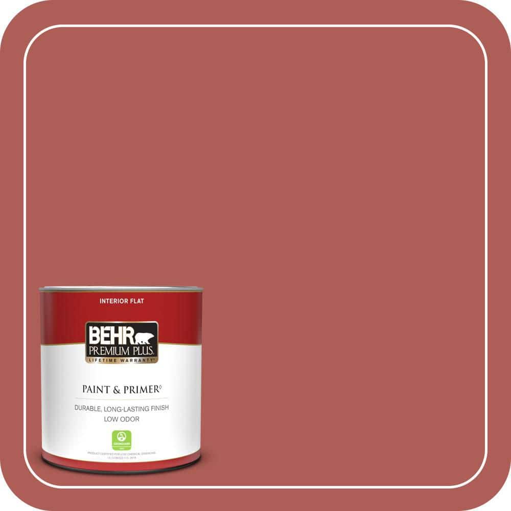 BEHR PREMIUM PLUS #T12-1 Prairie Poppy Flat Interior/Exterior Paint & Primer Color Sample