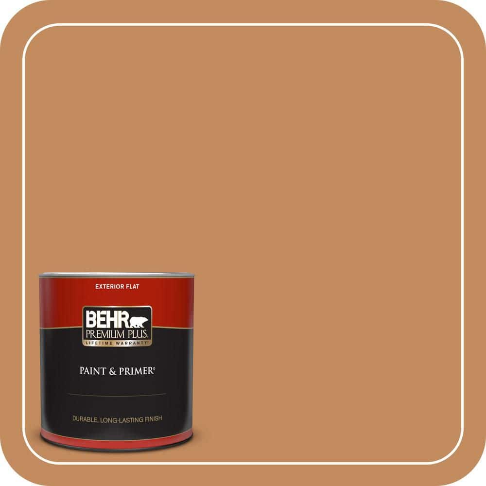 BEHR PREMIUM PLUS 1 qt. #PPU3-13 Glazed Ginger Flat Exterior Paint & Primer