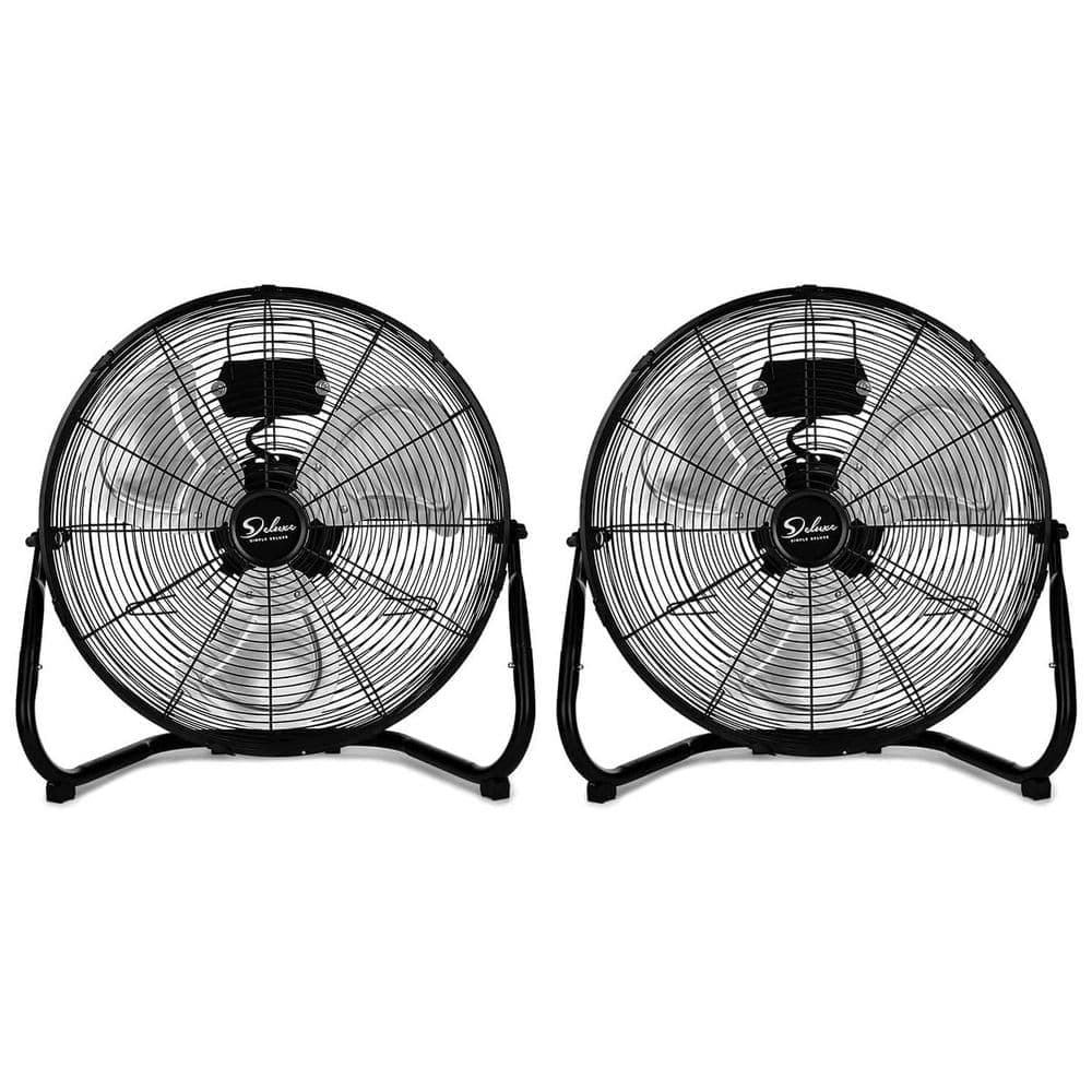 Tidoin 2-Pack 12 in. 3-Speed Metal High Velocity Heavy Duty Floor Fan in Black