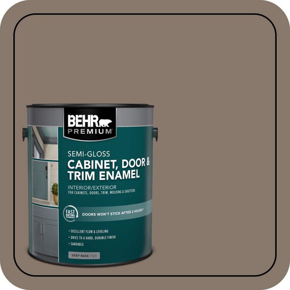 BEHR PREMIUM 1 gal. #MQ2-38 Grizzly Semi-Gloss Enamel Interior/Exterior Cabinet, Door & Trim Paint (1)