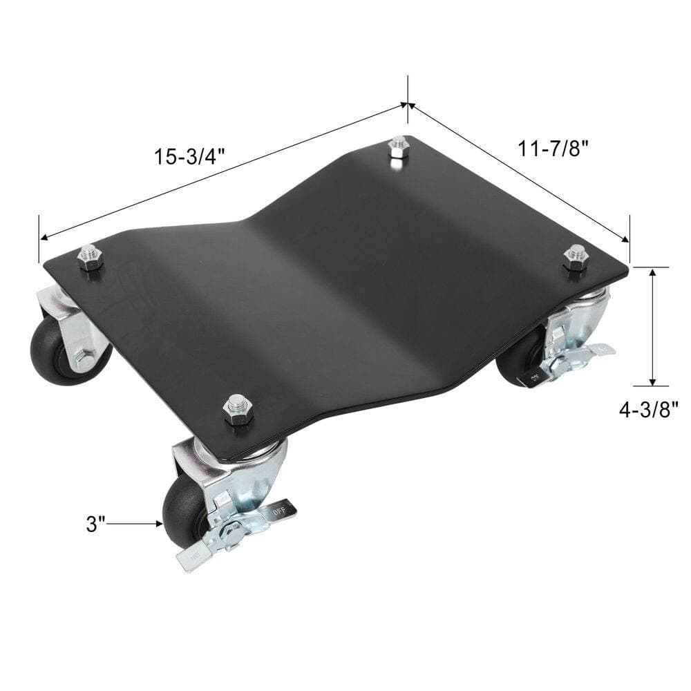 maocao hoom 2-PACK 2500 lbs. Capacity Professional Steel Vehicle Dollies, Heavy Duty Wheel Dolly Car Dolly Steel Tire Skates Brakes (3)