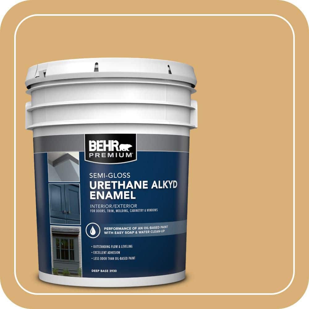 BEHR PREMIUM 5 gal. Home Decorators Collection #HDC-AC-08 Mustard Field Urethane Alkyd Semi-Gloss Enamel Interior/Exterior Paint