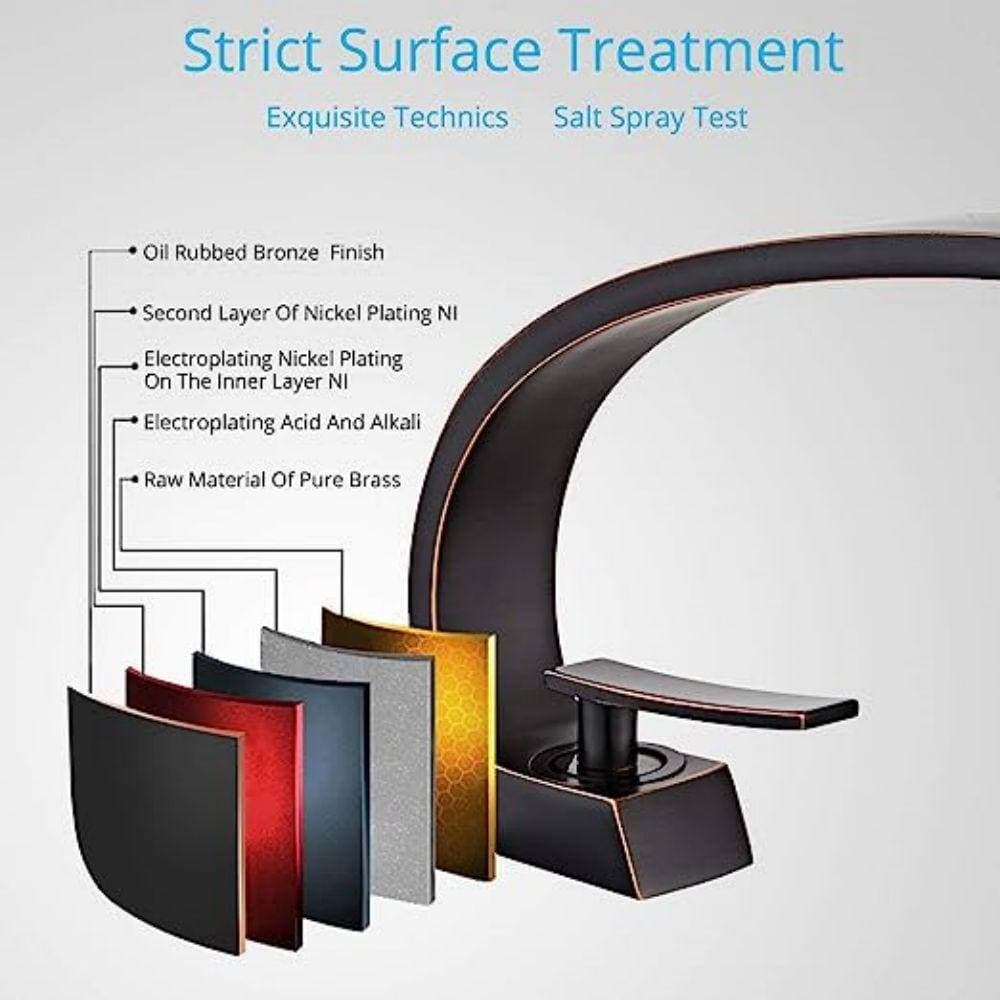 Dyiom Oil Rubbed Bronze Bathroom Sink Faucet with Supply Hose, Unique Design Single Handle Single Hole Lavatory Faucet, (2)