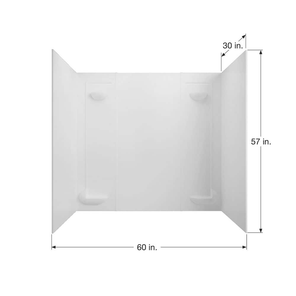 Swan 60 in. W x 57 in. H x 30 in. D Veritek 5-Piece Easy Up Adhesive Alcove Tub Surround in White (3)