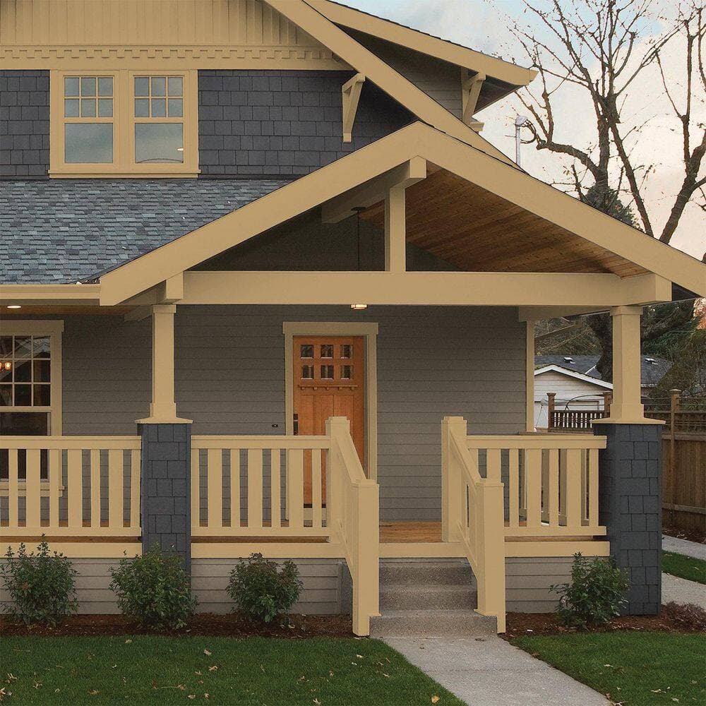 Glidden Premium 5 gal. Golden Granola PPG1094-5 Semi-Gloss Exterior Latex Paint (3)