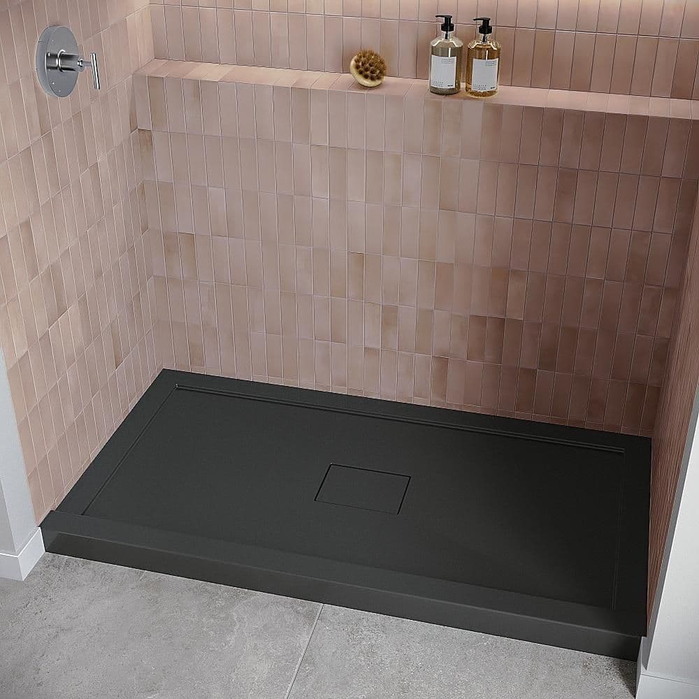 Streamline GB-2536-148-BL 60 in. 36 in. Alcove Acrylic Shower Pan Base with Drain, Drain Included (3)