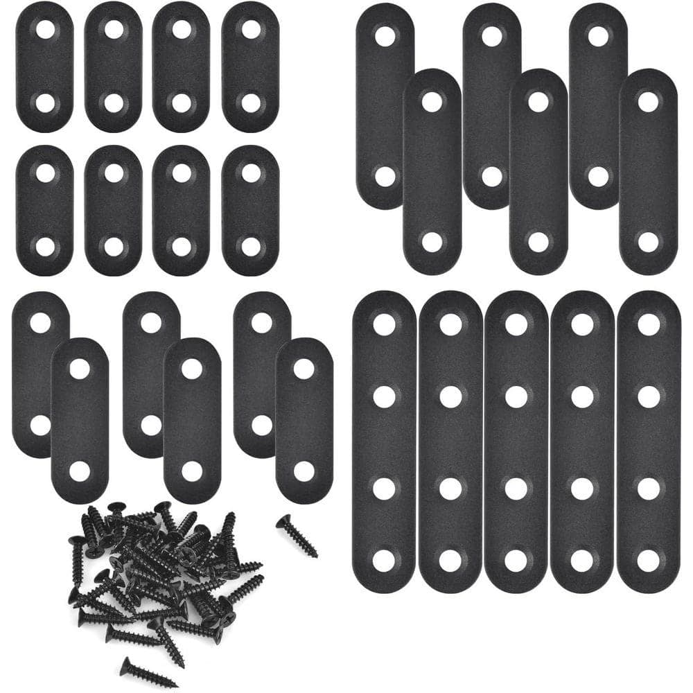 KIWDZFU Metal Flat Plate Straight Bracket for Wood Board Bed Frame Furniture Shelves Connector Stainless Steel 28 Set (1)