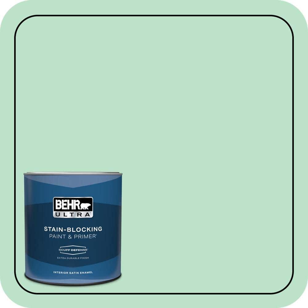 BEHR ULTRA 1 qt. #P410-2 Spearmints Extra Durable Satin Enamel Interior Paint & Primer