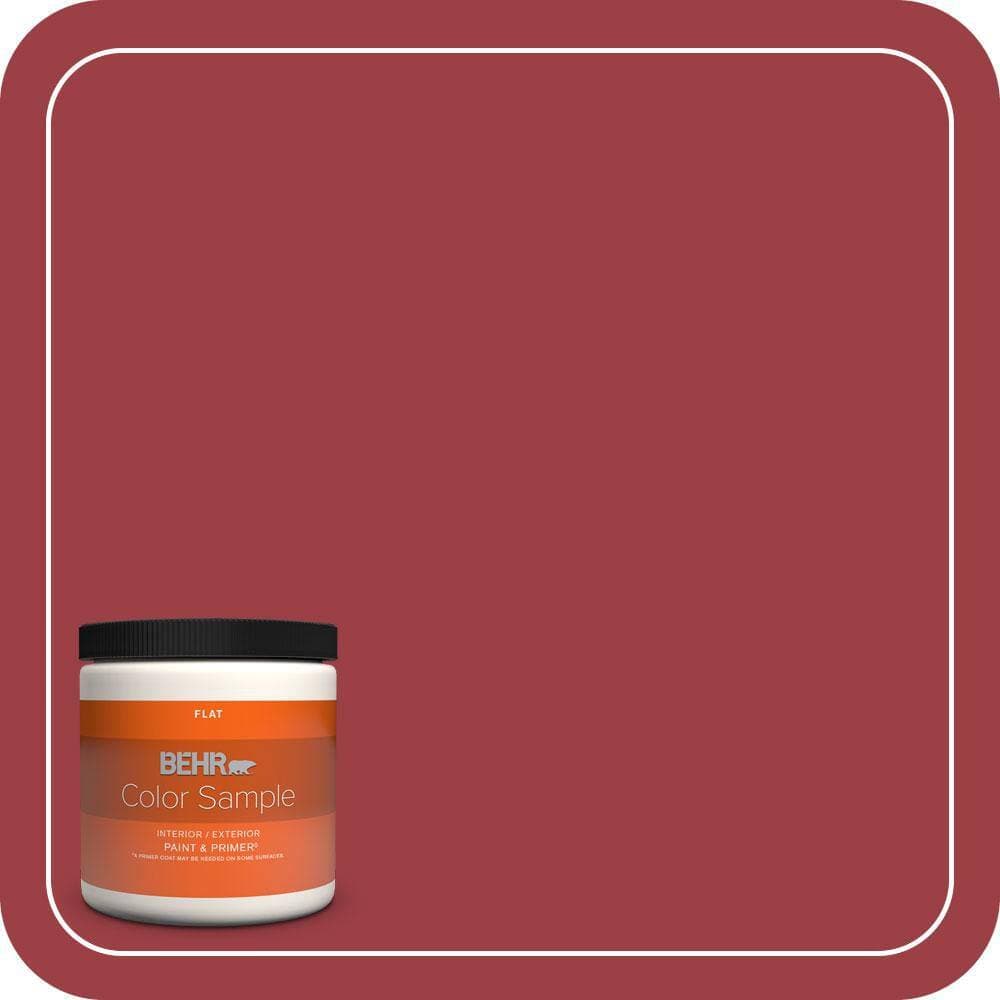 BEHR PREMIUM PLUS 8 oz. #QE-06 Reddest Red Flat Interior/Exterior Paint & Primer Color Sample