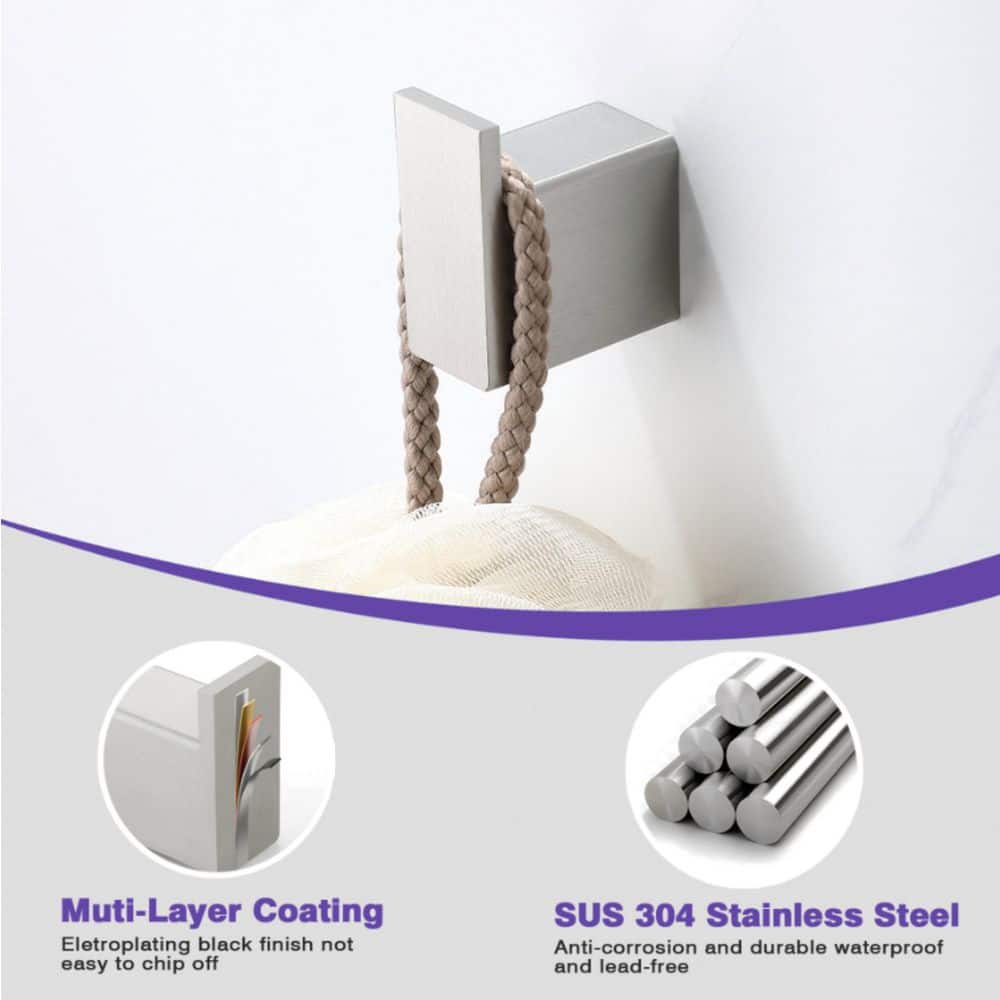 ATKING 5-Piece Wall Mounted Bath Hardware Set Include Mounting Hardware in Stainless Brushed Nickel (3)