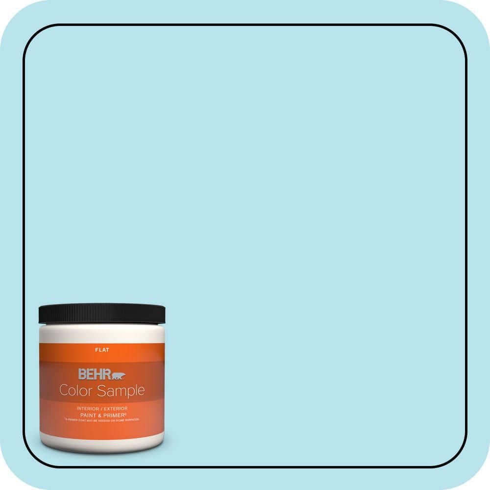 BEHR PREMIUM PLUS 8 oz. #P490-1 Ocean Front Flat Interior/Exterior Paint & Primer Color Sample