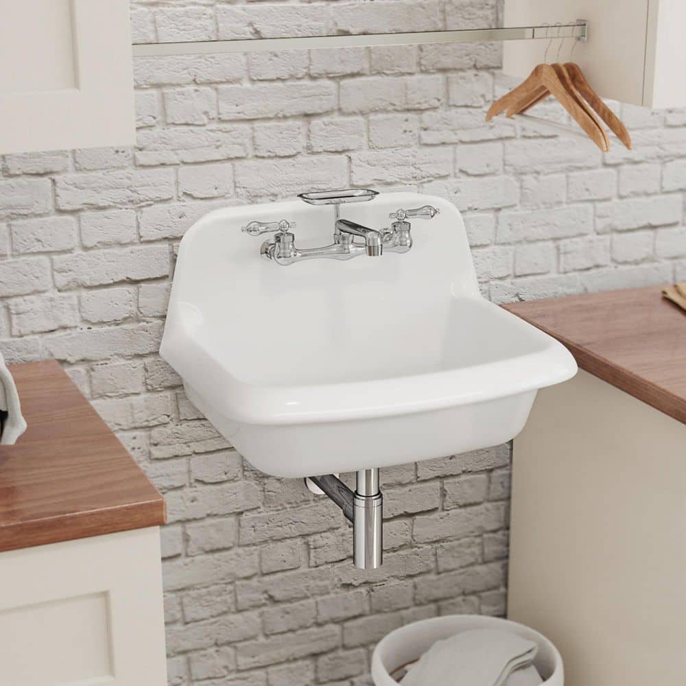 DreamLine Sapphire 24 in. W x 15 in. H Porcelain Wall Mount Laundry/Utility Sink in White (1)