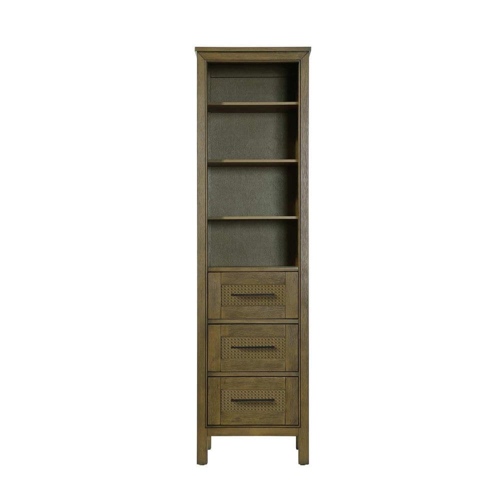 TIMELESS HOME 20 in. W x 18 in. D x 72 in. H Brown Freestanding Linen Cabinet (1)