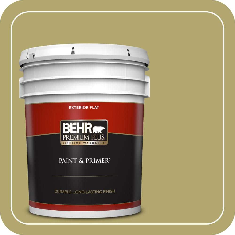 BEHR PREMIUM PLUS 5 gal. #PPU9-05 Natchez Moss Flat Exterior Paint & Primer