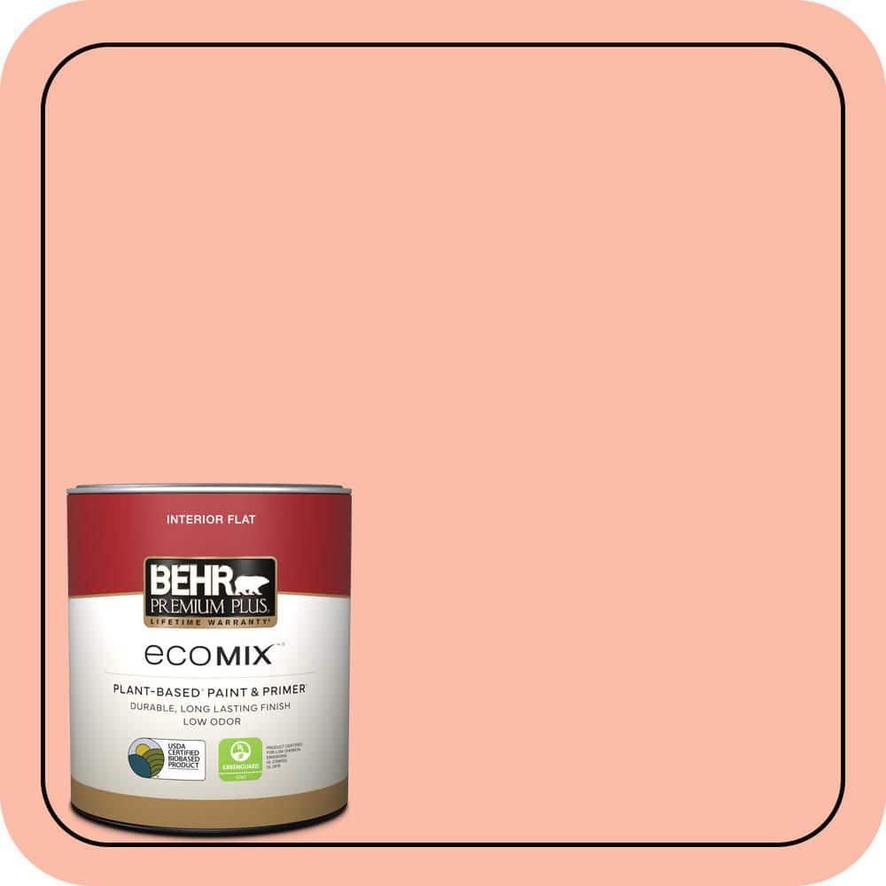 BEHR PREMIUM PLUS 1 qt. #200A-3 Blushing Apricot Flat EcoMix Plant-Based Interior Paint & Primer (1)