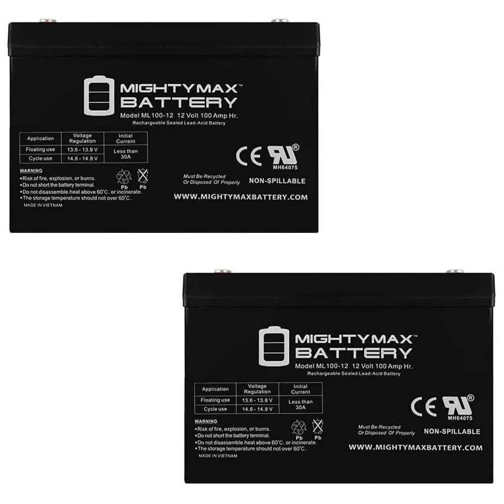 MIGHTY MAX BATTERY 12-Volt 100Ah SLA Replacement Battery Compatible with Pride Mobility Pursuit XL Scooter #SC714 - 2 Pack (1)