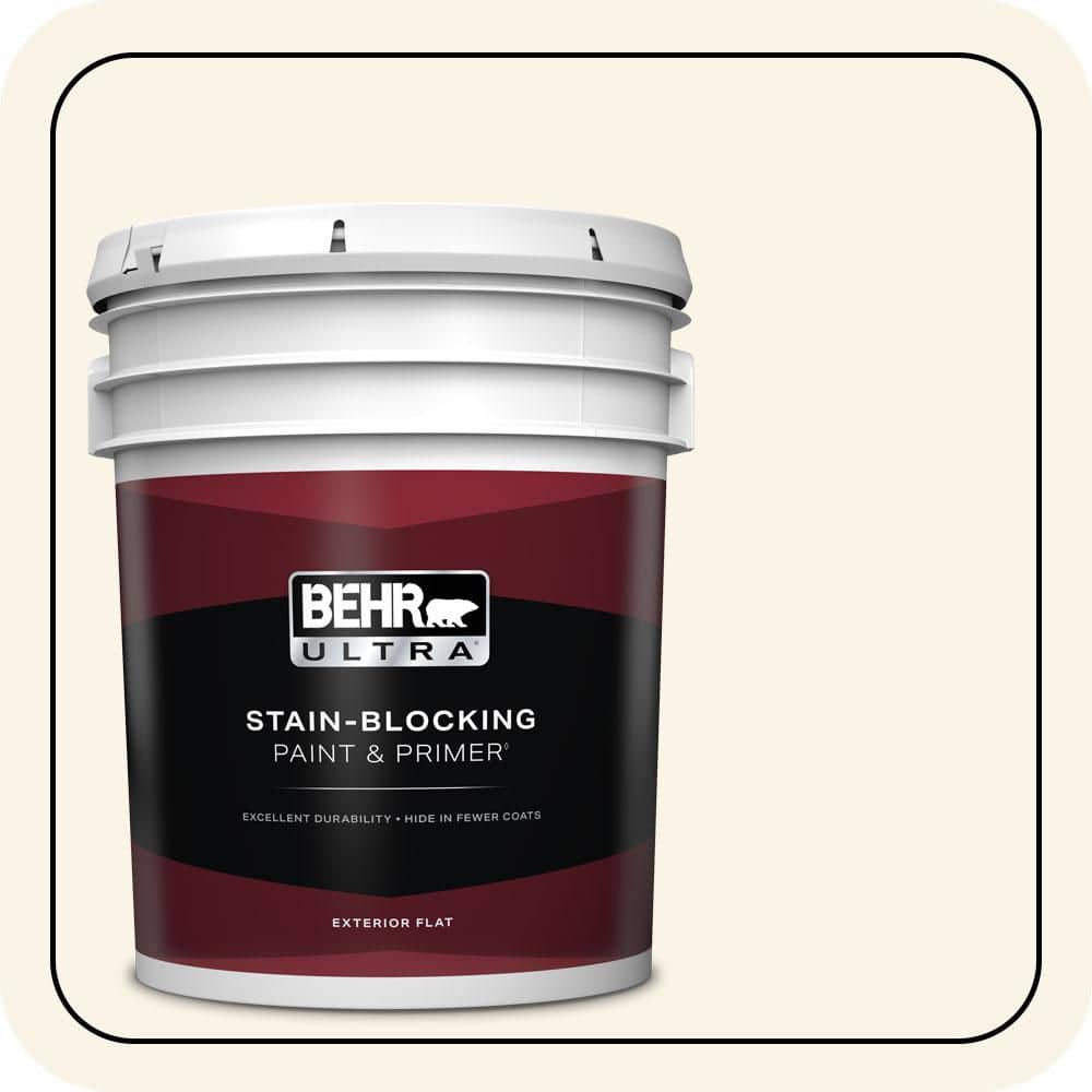 BEHR ULTRA 5 gal. #W-D-200 Pot of Cream Flat Exterior Paint & Primer