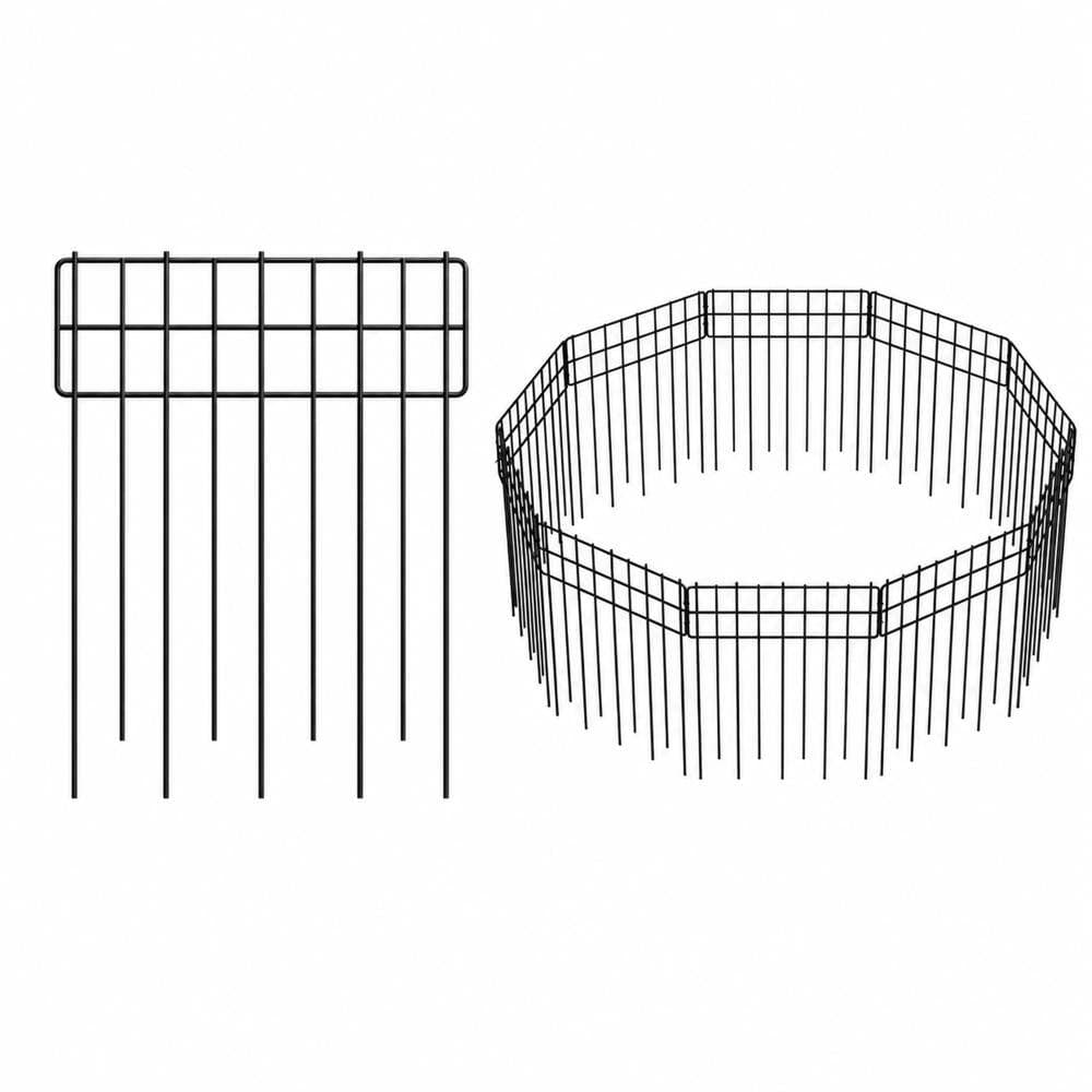 Unbranded 16.81 in H x 10.3 ft L Black Metal No Dig Decorative Garden Fence Border Edging Animal Barrier 10 Pack