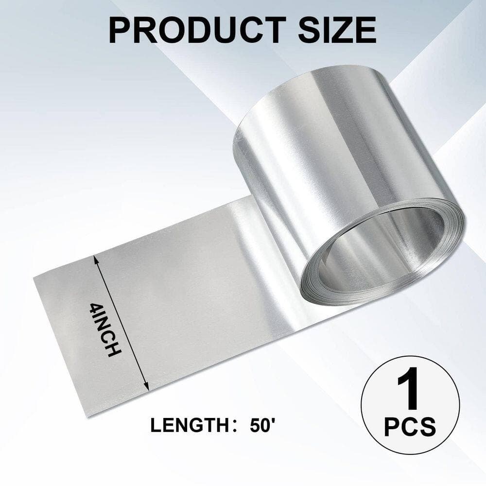 Laybus 4" x 50' Aluminum Roll Flashing for Roof & Garden with Rust & Moss Prevention (2)