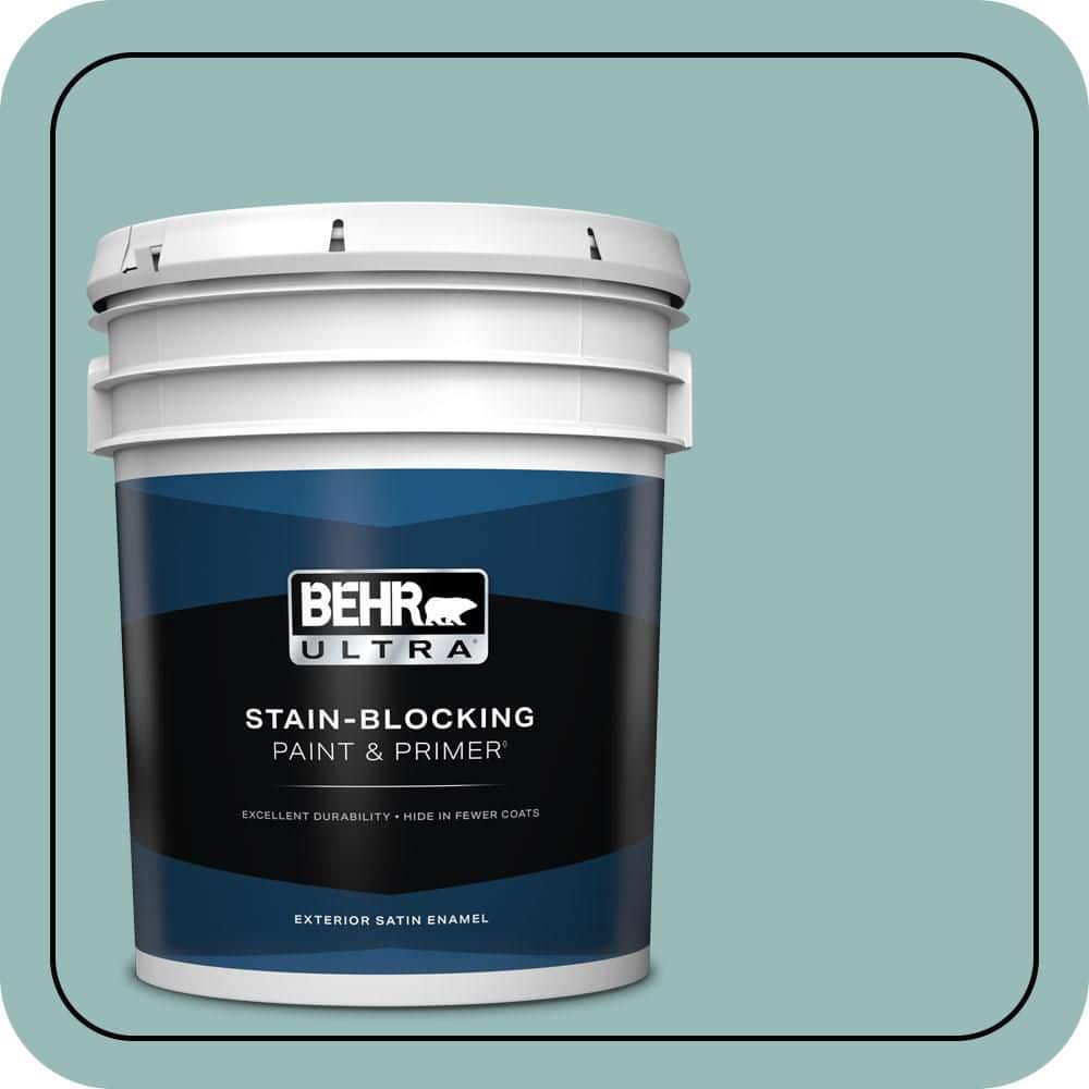 BEHR ULTRA 5 gal. #PPU12-06 Lap Pool Blue Satin Enamel Exterior Paint & Primer