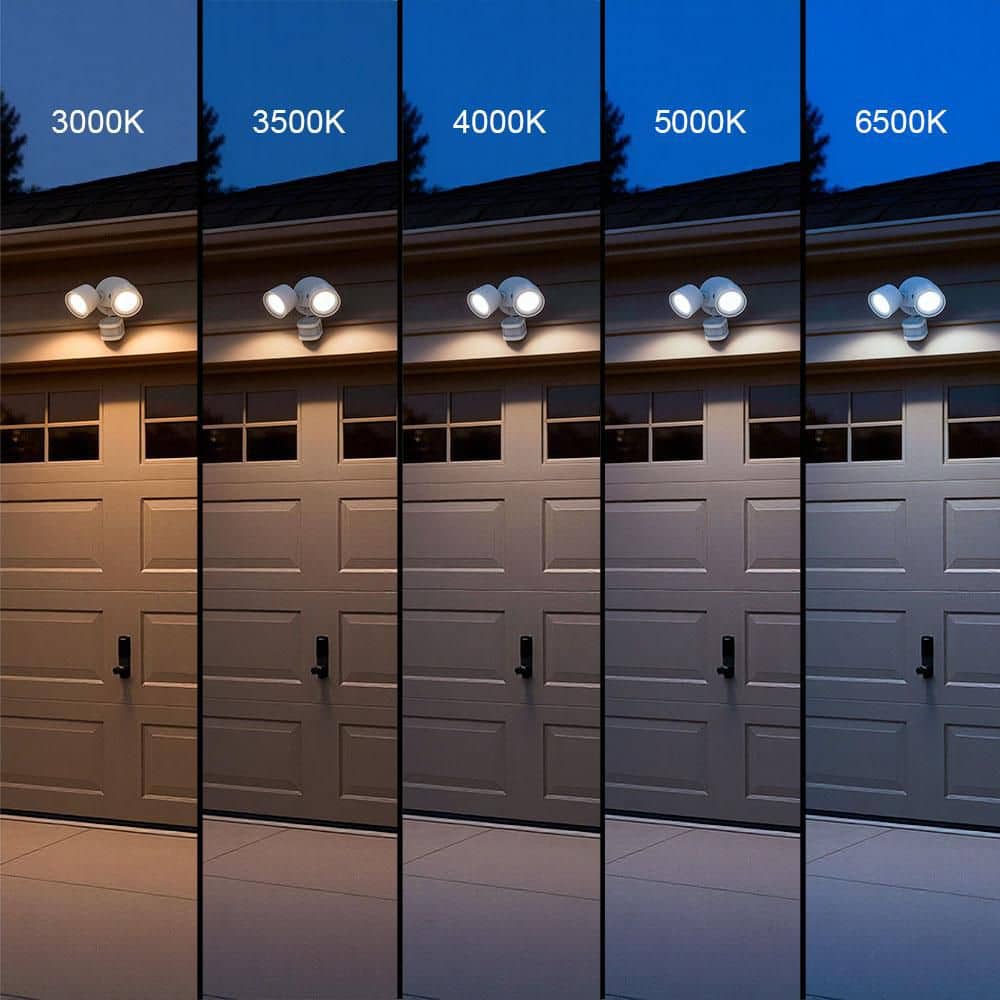 Commercial Electric 240° Motion Activated Dusk to Dawn White Outdoor Twin Head Integrated LED Security Flood Light 24-Watt 2400 Lumen (4)