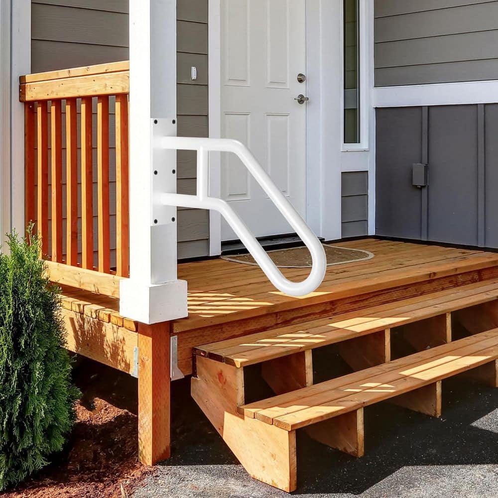 Afoxsos 28.7 in. W Stainless Steel U-Shaped Handrails Outdoor Steps Non-Slip Matte Texture Wall Mount Safety Support (2)