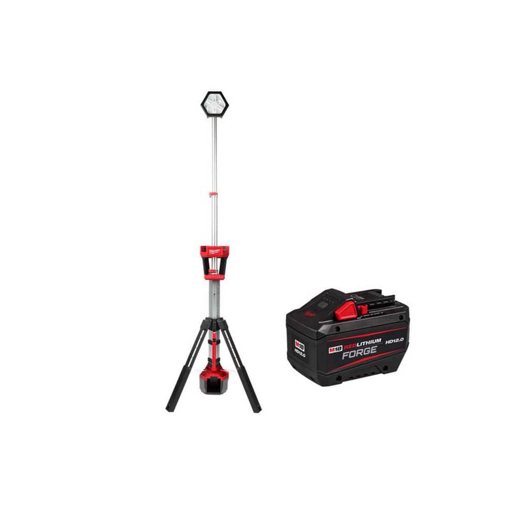 Milwaukee M18 18-Volt Lithium-Ion Cordless Rocket Dual Power Tower Light w/ FORGE 12.0 Ah Battery (1)