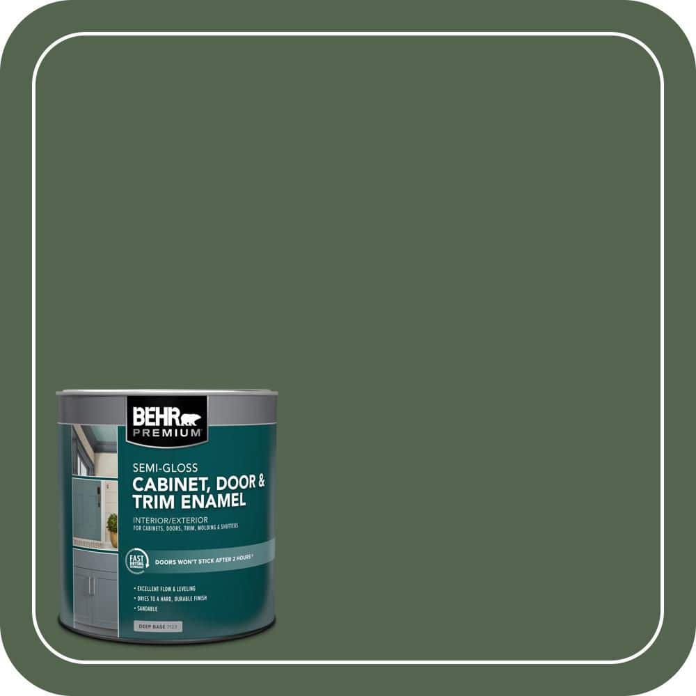 BEHR PREMIUM 1 qt. #S410-7 Equestrian Green Semi-Gloss Enamel Interior/Exterior Cabinet, Door & Trim Paint