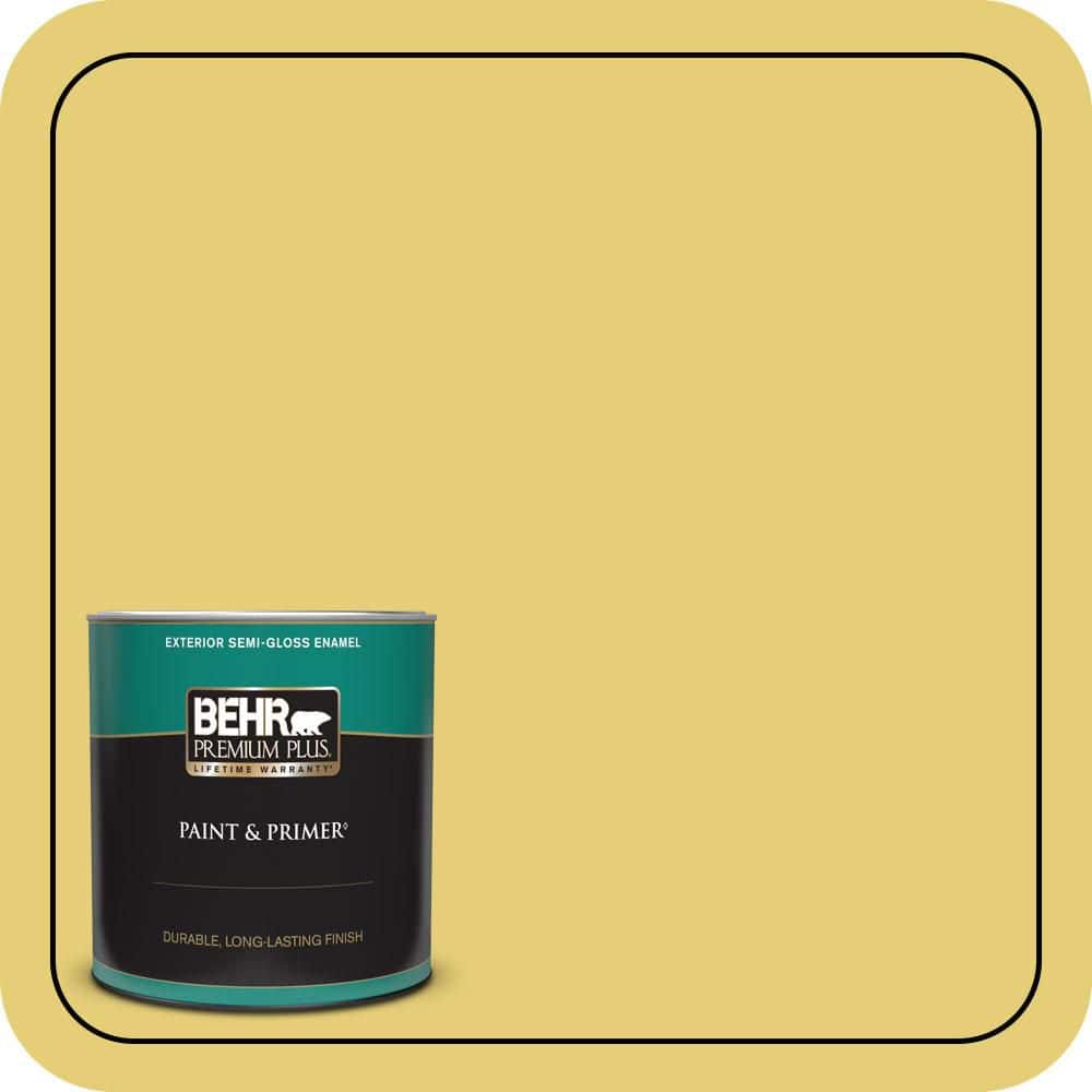 BEHR PREMIUM PLUS 1 qt. #P320-5 Green Papaya Semi-Gloss Enamel Exterior Paint & Primer