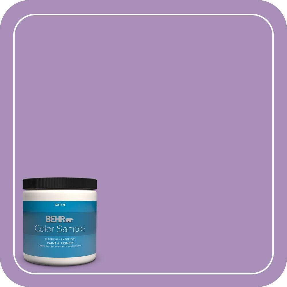 BEHR PREMIUM PLUS 8 oz. #650B-5 Garden Pansy Satin Enamel Interior/Exterior Paint & Primer Color Sample