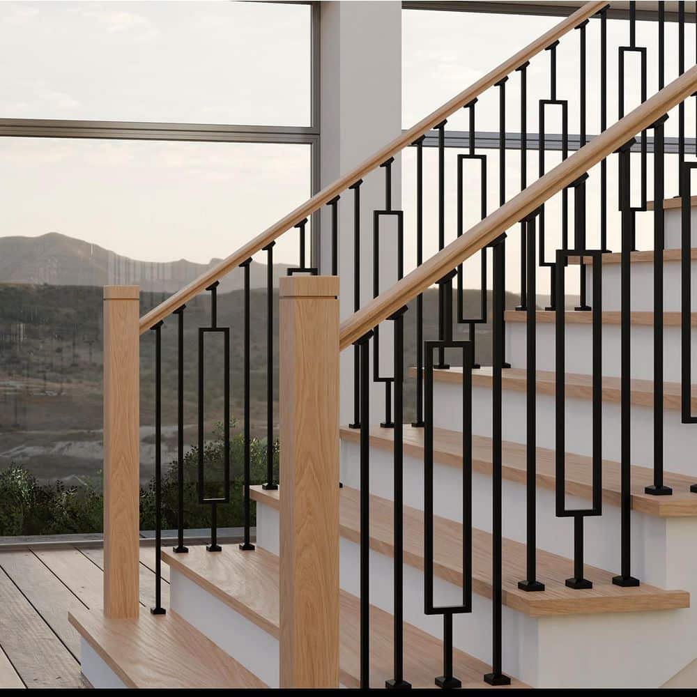 EVERMARK Stair Parts 1/2 in. Matte Black Low Profile Slip N Grip Angled Baluster Shoe for Stair Remodel (2)