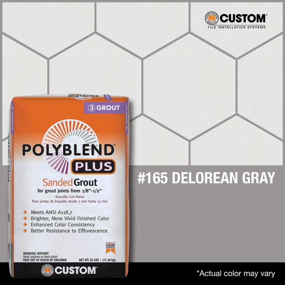 Custom Building Products Polyblend Plus #165 Delorean Gray 25 lb. Sanded Grout (3)