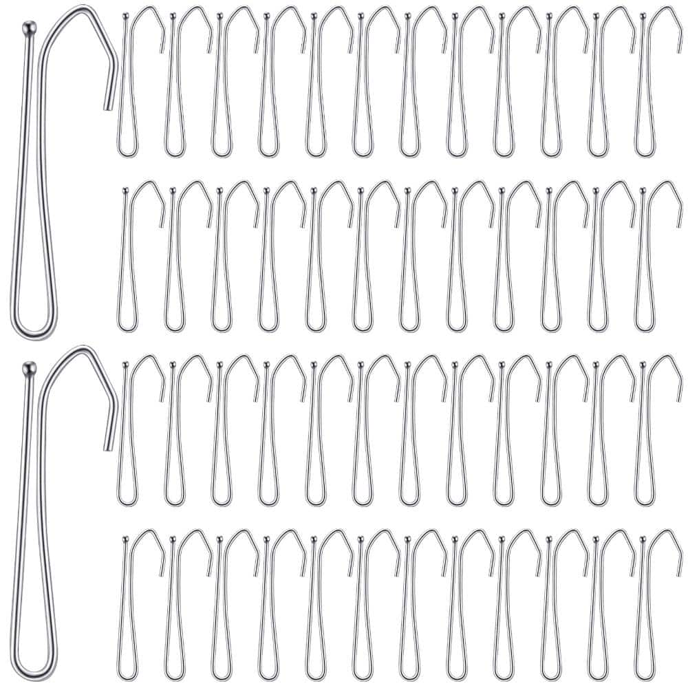 Unbranded 100 Pcs Stainless Steel Pinch Pleat Curtain Hooks Drapery Pins Deep Metal Prong Curtain Hangers Silver (1)