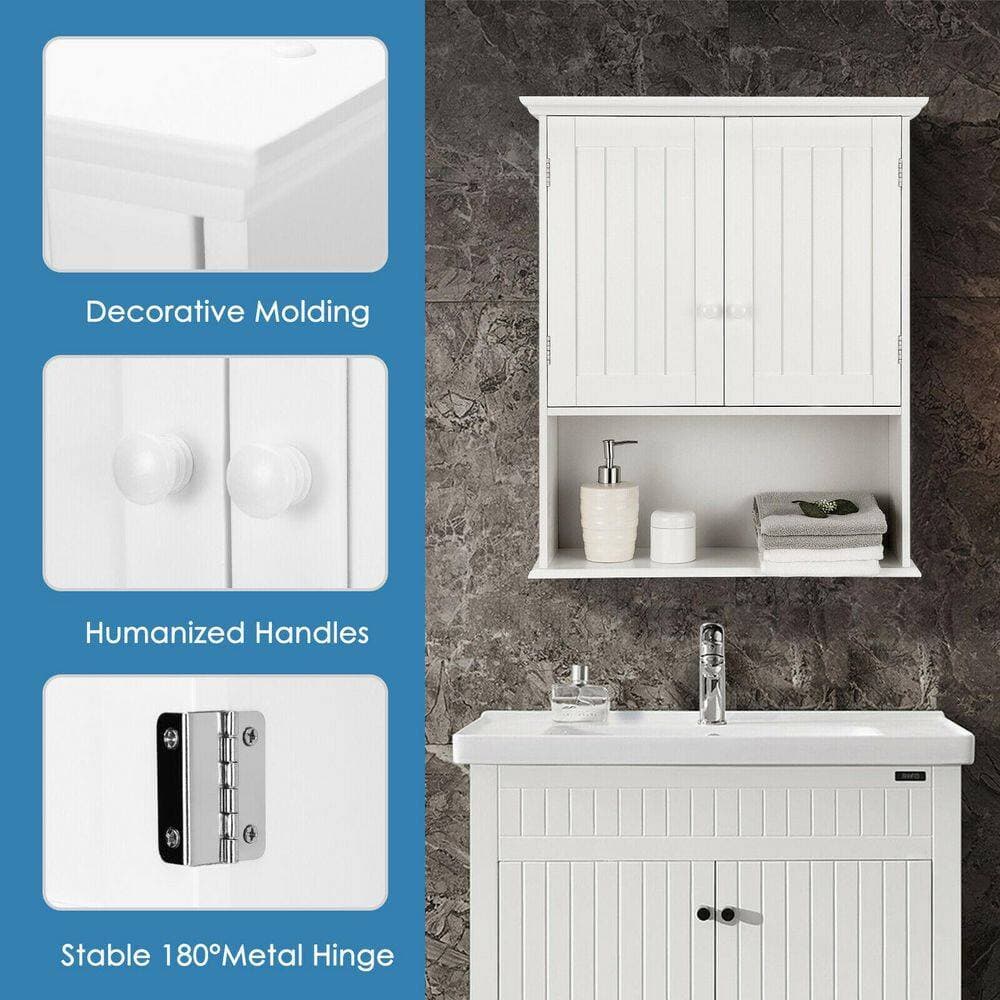ANGELES HOME 23.5 in. W 7.5 in. D 28 in. H Bathroom Wall Cabinet with Adjustable Shelf (3)