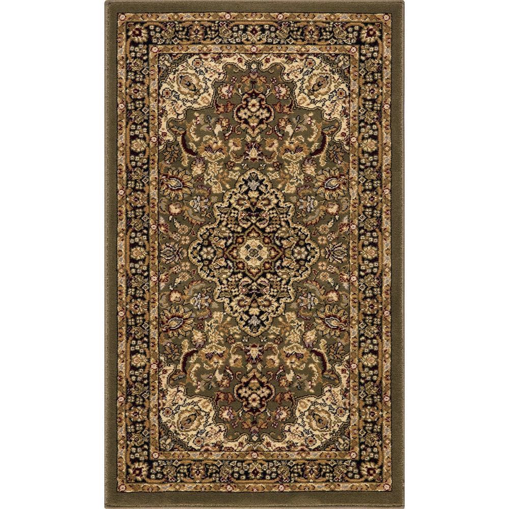 Home Decorators Collection Silk Road Green 2 ft. x 3 ft. Medallion Scatter Area Rug