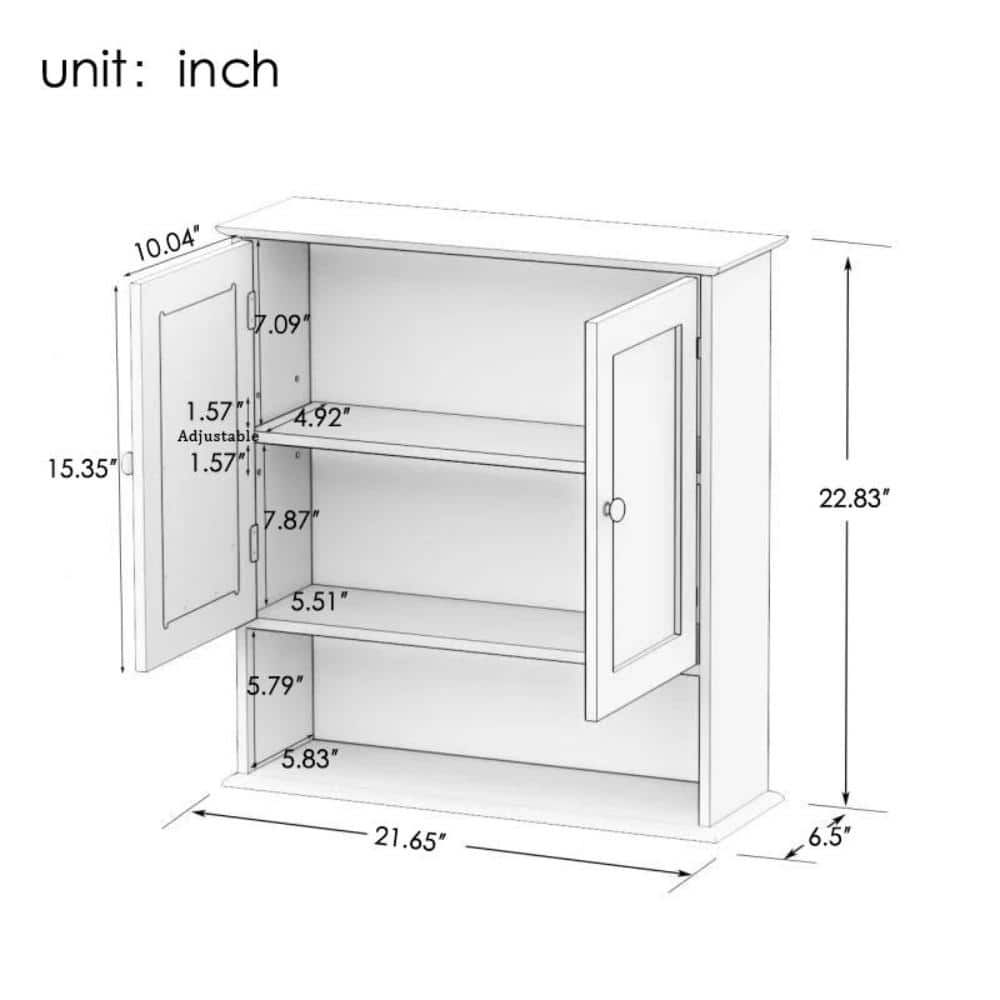 Tileon 21.65 in. W x 6.49 in. D x 22.83 in. H Bathroom Storage Wall Cabinet in White (3)
