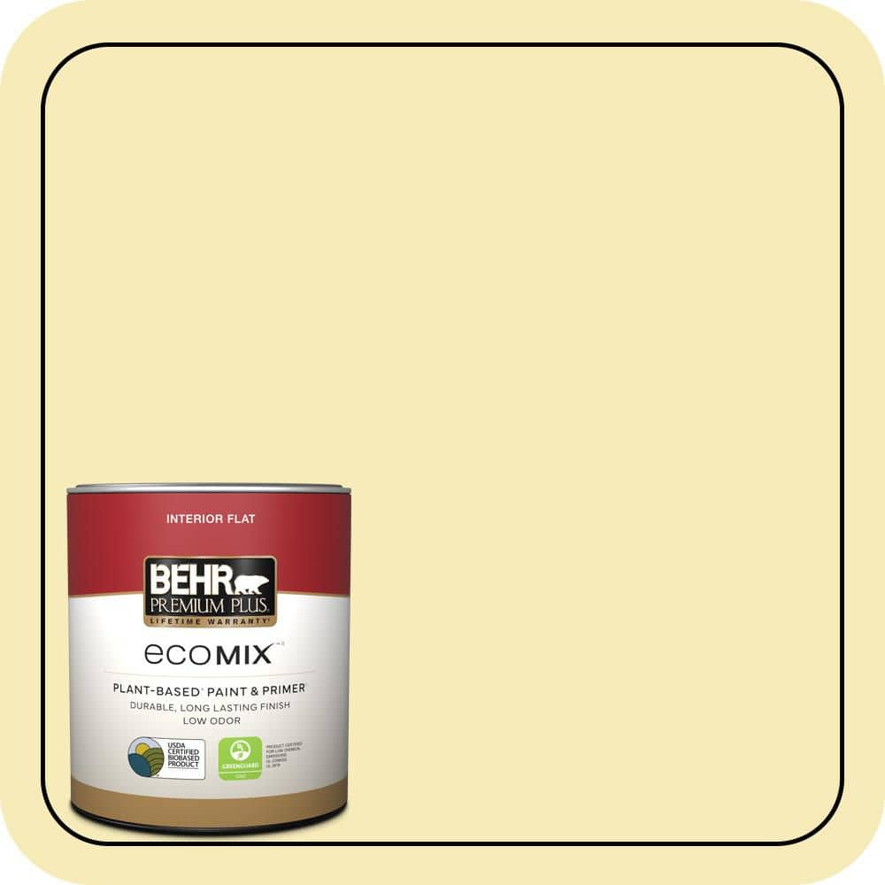 BEHR PREMIUM PLUS 1 qt. #P320-2 Lantern Light Flat EcoMix Plant-Based Interior Paint & Primer (1)
